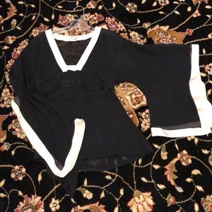 Romantic flowy black gauzy top with kimono sleeves